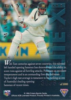 1994-95 Futera Cricket - An Elite XI #AE I Mark Taylor Back