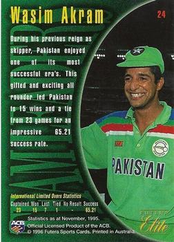 1996 Futera Elite #24 Wasim Akram Back