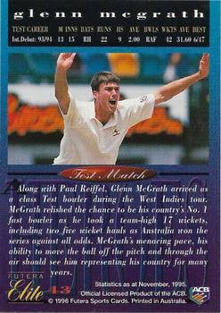 1996 Futera Elite #43 Glenn McGrath Back