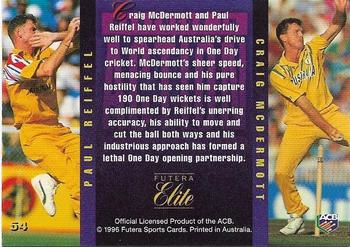 1996 Futera Elite #54 Paul Reiffel / Craig McDermott Back