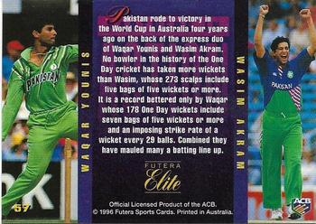 1996 Futera Elite #57 Waqar Younis / Wasim Akram Back