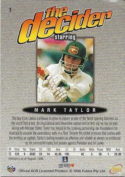 1996 Futera The Decider #1 Mark Taylor Back