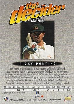 1996 Futera The Decider #4 Ricky Ponting Back