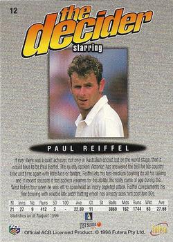 1996 Futera The Decider #12 Paul Reiffel Back