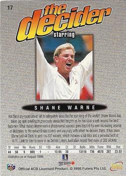 1996 Futera The Decider #17 Shane Warne Back