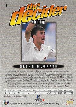 1996 Futera The Decider #18 Glenn McGrath Back