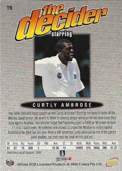 1996 Futera The Decider #19 Curtly Ambrose Back