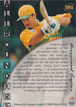 1996 Futera The Decider #48 Ricky Ponting Back