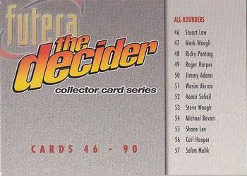1996 Futera The Decider #89 Checklist 2 Front
