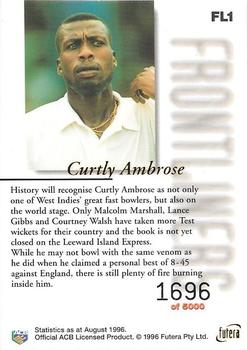 1996 Futera The Decider - Frontliners #FL1 Curtly Ambrose Back