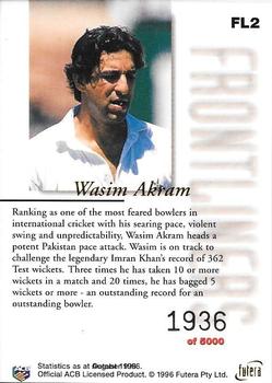 1996 Futera The Decider - Frontliners #FL2 Wasim Akram Back