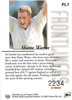 1996 Futera The Decider - Frontliners #FL7 Shane Warne Back