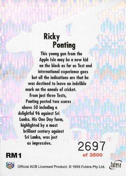 1996 Futera The Decider - Run Machines #RM1 Ricky Ponting Back