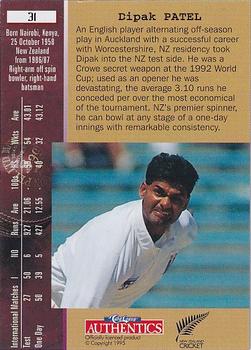 1996 Card Crazy Authentics High Velocity #31 Dipak Patel Back