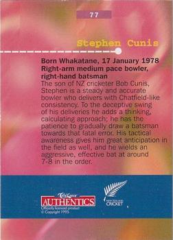 1996 Card Crazy Authentics High Velocity #77 Stephen Cunis Back