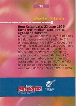 1996 Card Crazy Authentics High Velocity #78 Chris Finch Back