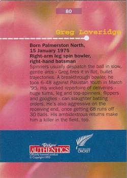 1996 Card Crazy Authentics High Velocity #80 Greg Loveridge Back