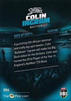 2017-18 Tap 'N' Play BBL Cricket #004 Colin Ingram Back