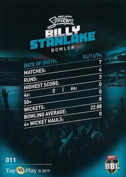 2017-18 Tap 'N' Play BBL Cricket #011 Billy Stanlake Back