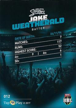 2017-18 Tap 'N' Play BBL Cricket #012 Jake Weatherald Back