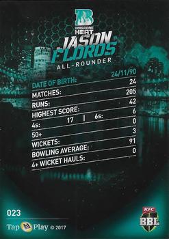 2017-18 Tap 'N' Play BBL Cricket #023 Jason Floros Back