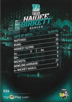 2017-18 Tap 'N' Play BBL Cricket #034 Haidee Birkett Back
