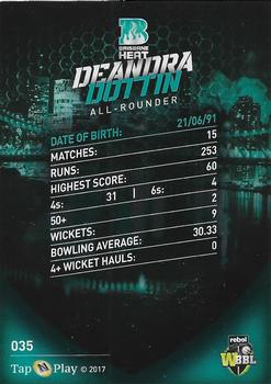 2017-18 Tap 'N' Play BBL Cricket #035 Deandra Dottin Back