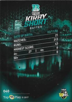 2017-18 Tap 'N' Play BBL Cricket #040 Kirby Short Back