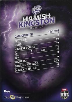 2017-18 Tap 'N' Play BBL Cricket #044 Hamish Kingston Back
