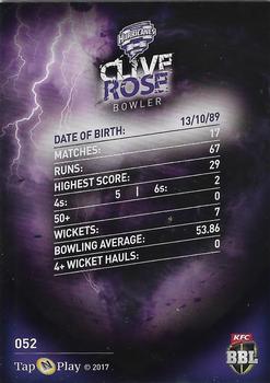 2017-18 Tap 'N' Play BBL Cricket #052 Clive Rose Back