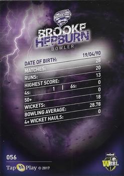 2017-18 Tap 'N' Play BBL Cricket #056 Brooke Hepburn Back