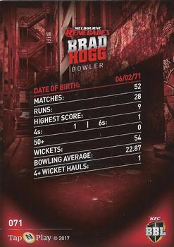 2017-18 Tap 'N' Play BBL Cricket #071 Brad Hogg Back