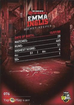 2017-18 Tap 'N' Play BBL Cricket #076 Emma Inglis Back
