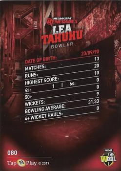 2017-18 Tap 'N' Play BBL Cricket #080 Lea Tahuhu Back