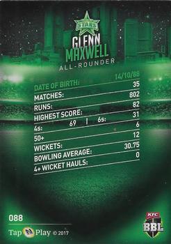 2017-18 Tap 'N' Play BBL Cricket #088 Glenn Maxwell Back