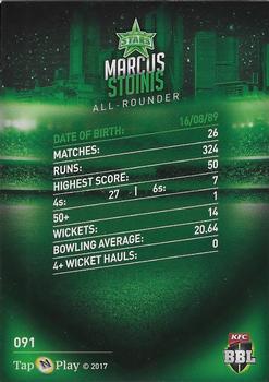 2017-18 Tap 'N' Play BBL Cricket #091 Marcus Stoinis Back
