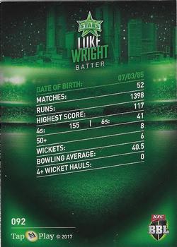 2017-18 Tap 'N' Play BBL Cricket #092 Luke Wright Back