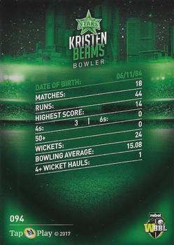 2017-18 Tap 'N' Play BBL Cricket #094 Kristen Beams Back