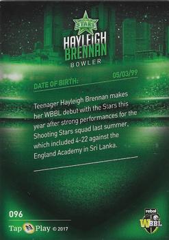 2017-18 Tap 'N' Play BBL Cricket #096 Hayleigh Brennan Back