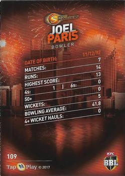 2017-18 Tap 'N' Play BBL Cricket #109 Joel Paris Back