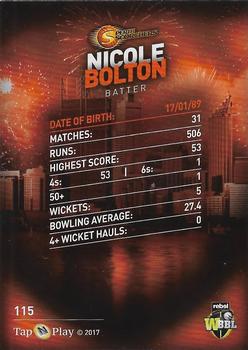 2017-18 Tap 'N' Play BBL Cricket #115 Nicole Bolton Back