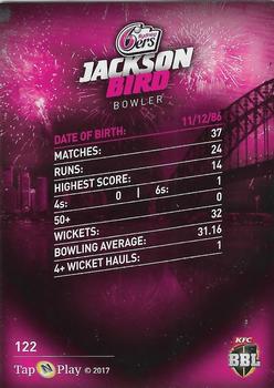 2017-18 Tap 'N' Play BBL Cricket #122 Jackson Bird Back