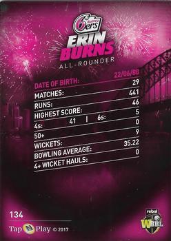 2017-18 Tap 'N' Play BBL Cricket #134 Erin Burns Back