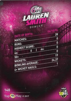 2017-18 Tap 'N' Play BBL Cricket #140 Lauren Smith Back