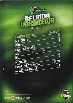 2017-18 Tap 'N' Play BBL Cricket #160 Belinda Vakarewa Back