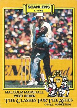 1986-87 Scanlens Cricket #17 Malcolm Marshall Front