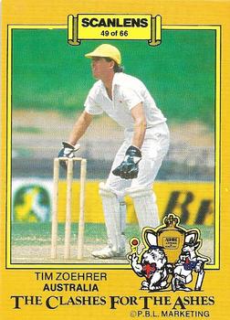 1986-87 Scanlens Cricket #49 Tim Zoehrer Front