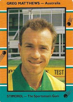 1988-89 Scanlens Stimorol Cricket #21 Greg Matthews Front