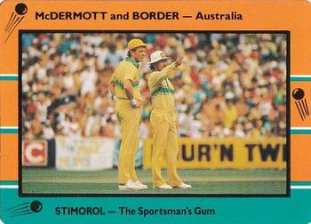 1988-89 Scanlens Stimorol Cricket #34 Craig McDermott / Allan Border Front