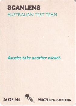 1988-89 Scanlens Stimorol Cricket #46 Australian Test Team Back